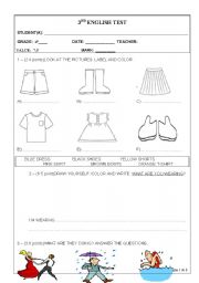 English Worksheet: English Test 4th grade