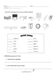 classroom objects and expressions