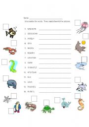 marine animals worksheet worksheets eslprintables