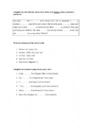 English worksheet: Present Simple Tense