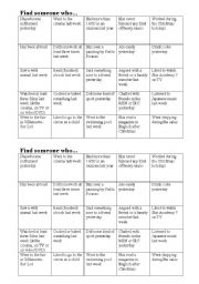 English Worksheet: Human bingo / PAST FORMS