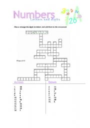 English worksheet: Numbers letters and digits