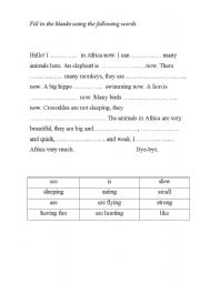 English Worksheet: A letter from Africa