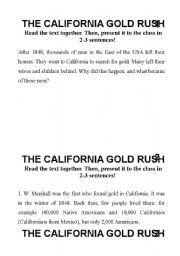 English worksheet: Group Work California Gold Rush