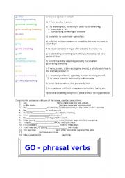 English Worksheet: phrasal verbs with go