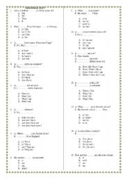 English Worksheet: test on verb 