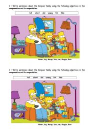 English Worksheet: Comparative and Superlative - Simpsons exercise