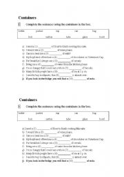English worksheet: Containers exercise