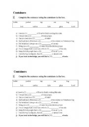 English Worksheet: Containers exercise