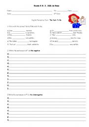 English Worksheet: The Verb to Be - test