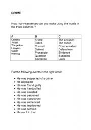 English worksheet: crime vocab/passives