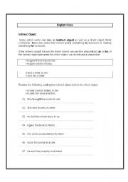 English Worksheet: Indirect Object