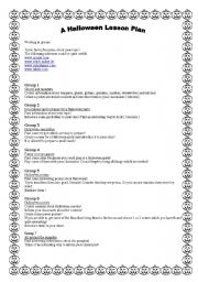 English Worksheet: Halloween Lesson Plan