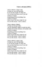 English worksheets I have a dream