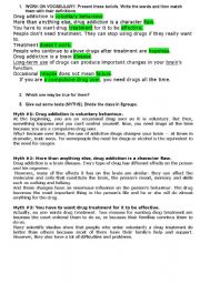 English Worksheet: Drugs = Popular beliefs, causes and consequences