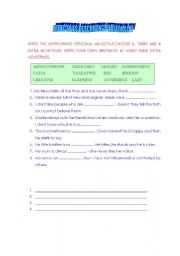 English Worksheet: ADJECTIVES DESCRIBING PERSONALITY