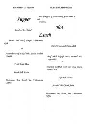 English Worksheet: airline menu realia