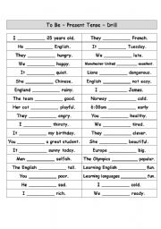 To Be Present Tense Drill Esl Worksheet By Preparemylessons