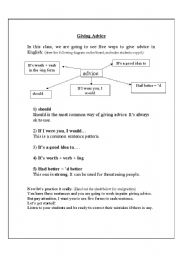 English worksheet: Giving Advice