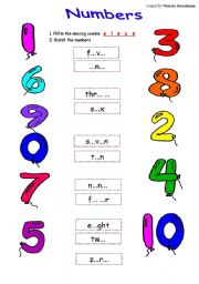 English Worksheet: Numbers