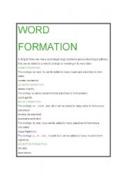 English worksheet: Word formation
