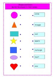 English Worksheet: Shapes and Colors