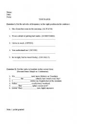 English worksheet: Test papers - 6th and 7th grade