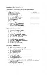 English worksheet: adjectives and adverbs