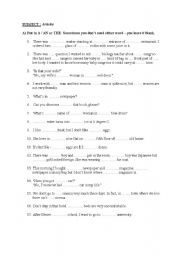 English Worksheet: articles