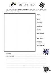 English worksheet: My own film