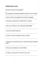English Worksheet: Participles 