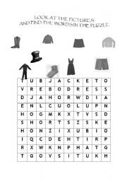 English Worksheet: clothes puzzle