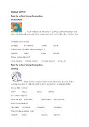 English Worksheet: Reading activity for young learners