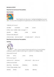 English worksheet: Reading activity for young learners