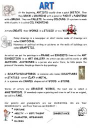 English Worksheet: ART 