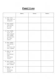 English Worksheet: Family conversation grid (for adults)