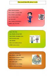 English Worksheet: Personal Identification Cards - Part 2