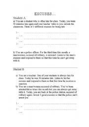 English Worksheet: Excuses