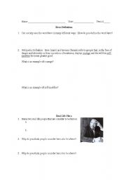 English Worksheet: Real Life Hero Assignment