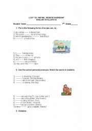 English Worksheet: Verb To Be Evaluation