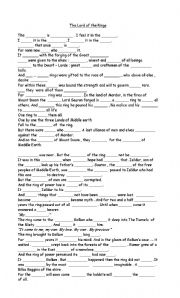 English Worksheet: movie- The lord of the rings