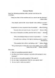 English Worksheet: Famous Quotes