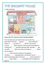 English Worksheet: THE BROWNS HOUSE / PRESENT SIMPLE