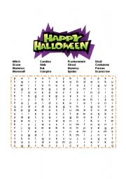 English Worksheet: Halloween Puzzle