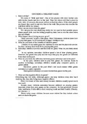 English Worksheet:  a discription of game