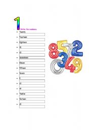 English Worksheet: Numbers