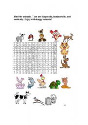 English Worksheet: Find the happy animals!