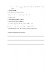 English worksheet: letter of congratulation