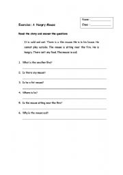 English worksheet: A hungry mouse