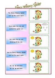 English Worksheet: Eency Weency Spider Song - Lyrics & Activity - Part 1